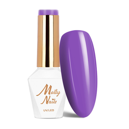 Esmalte híbrido MollyNails Power Flower Purple Lavender sin HEMA ni Di-HEMA, 8 g, n.º 726