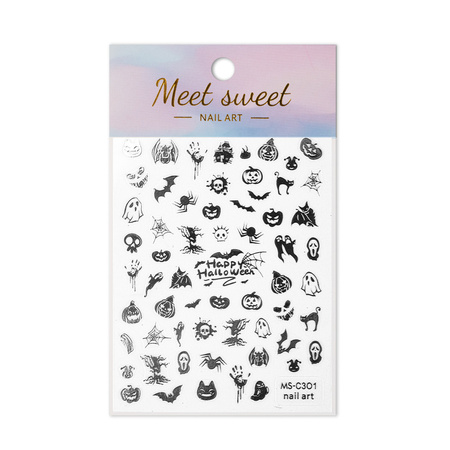 Thin self-adhesive Halloween nail stickers MS-C301 silver