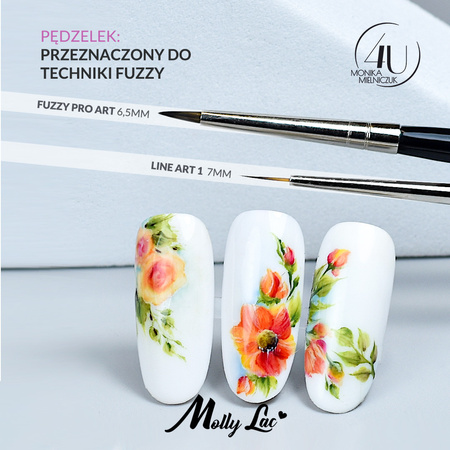 Pinceau pour décorations en gel, gel hybride Line Art, longueur des poils : 7 mm, 4U, Monika Mielniczuk