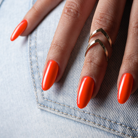 Vernis hybride MollyNails Neons Dark Orange sans HEMA/Di-HEMA, 8 g, n° 73