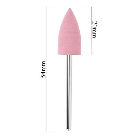 Gummifräser, rosa, geflammt, mit silbernem Schaft, G1020K