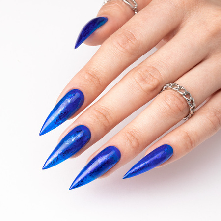 Кольоровий топ-лак без змивання Crystal Glass від MollyNails, синій, без HEMA/Di-HEMA, 10 г