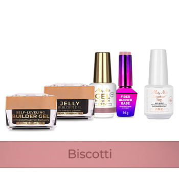 MollyNails PRO MATCH SYSTEM 4+1 Biscotti : 3 gels de construction + base + Doctor Top 15 g