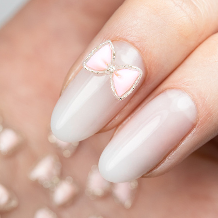3D pink and gold bow nail decorations, 20 pieces