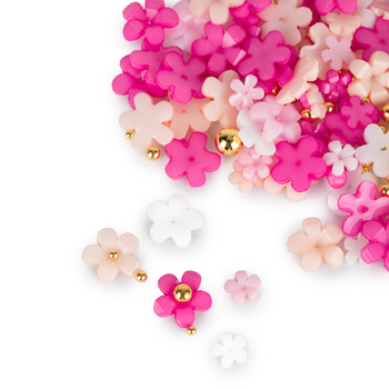 Décorations pour ongles : fleurs en acrylique + perles MollyNails, assortiment de couleurs, 150 pièces, n° 1