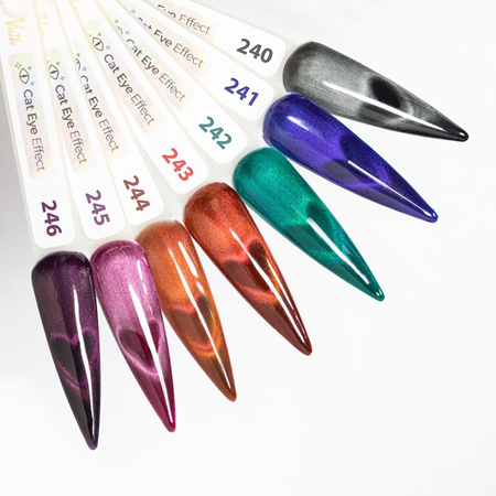 Lakier hybrydowy LED/UV Gel Polish Cat Eye Seduction Nr 244 Rust Red MollyNails HEMA/Di-HEMA Free 8g