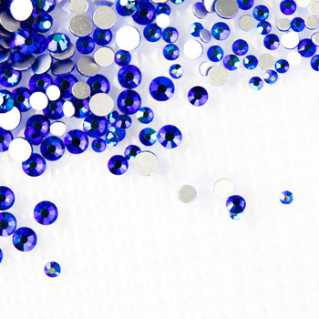 Скляні стрази для нігтів Blue Zircon AB, різні розміри, приблизно 1440 шт. в упаковці
