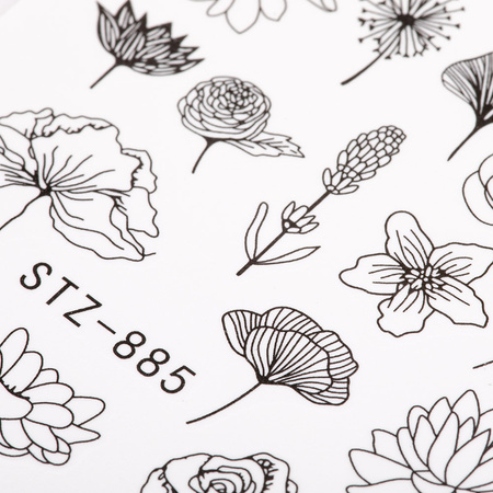 Autocollants à l'eau pour ongles « Fleurs » STZ-885