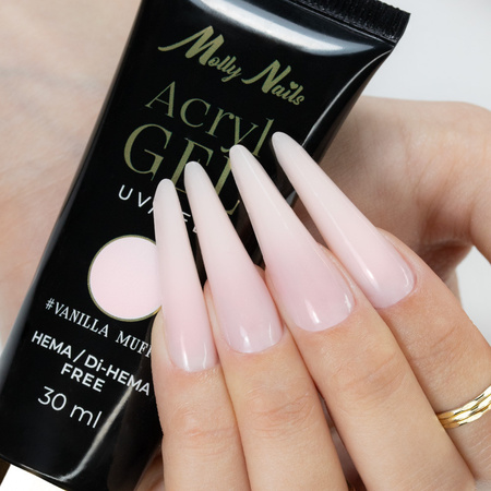 Gel acrilico Polygel per ricostruzione e extension AcrylGel MollyNails senza HEMA/Di-HEMA, Vanilla Muffin, 30 ml