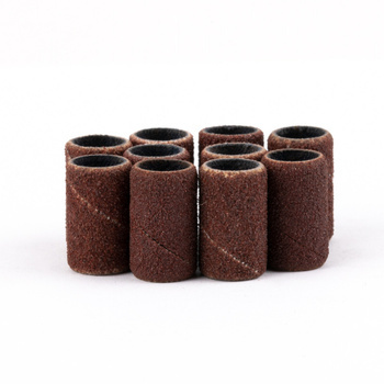 Manicure and pedicure caps, mandrels, abrasive caps, cylinder 6 mm, grit 150, AlleMed, brown, 10 pcs.