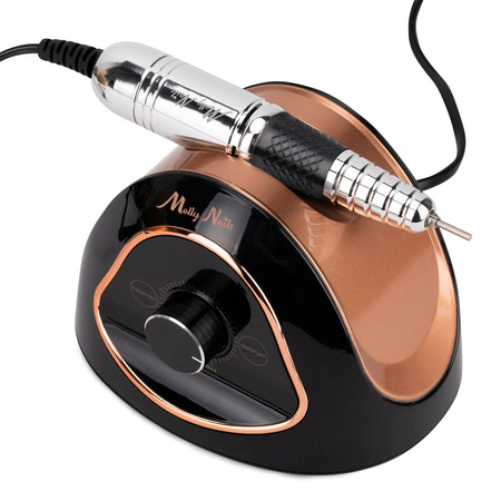 Fresatrice per unghie MollyNails da 68 W per manicure e pedicure, nero e oro, modello M15, 45.000 giri/min