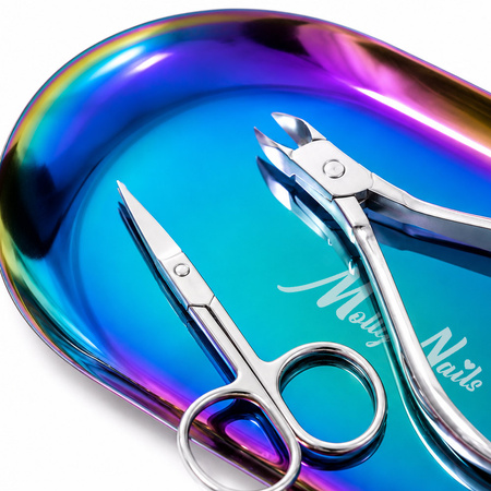 MollyNails Oval Rainbow Metal Tool Tray