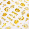 Dünne selbstklebende Halloween-Nagelaufkleber R233, goldfarben
