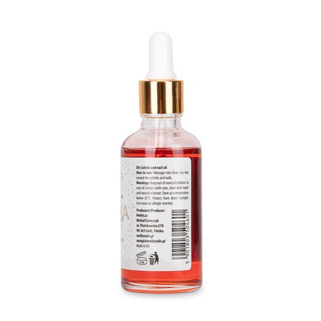 Aceite para cutículas y uñas con gotero Strawberry MollyNails 50 ml
