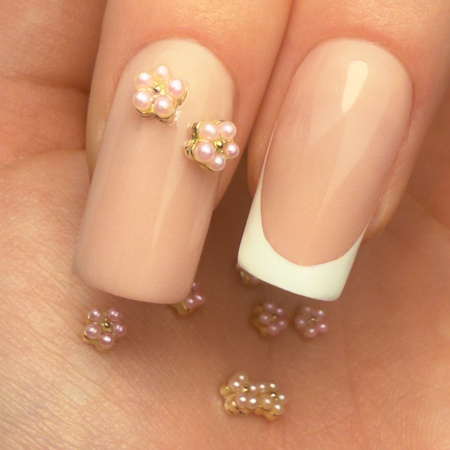 Ozdoby do paznokci kwiatki perłowe 3D MollyNails Nr 2 10 szt