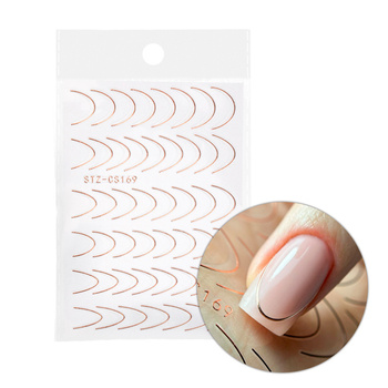 Autocollants pour ongles / French / Ligne du sourire 48 pièces rose doré STZ-CS169