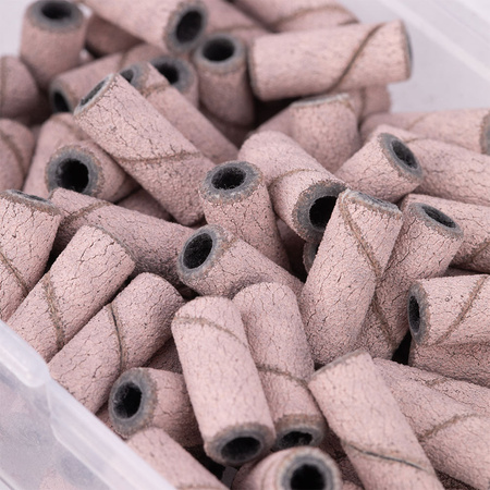 Manicure and pedicure caps, mandrels, abrasive caps, mini cylinder 3mm, 240 grit, pink, 50 pcs.