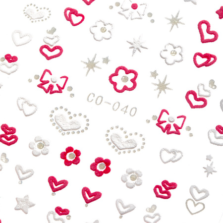 Autocollants 3D pour ongles « Cœurs de la Saint-Valentin » CO-040