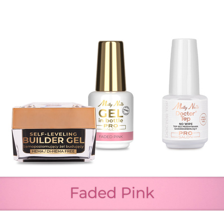 MollyNails PRO MATCH SYSTEM 2+1 Faded Pink 2 Aufbau-Gele + Doctor Top 15 g