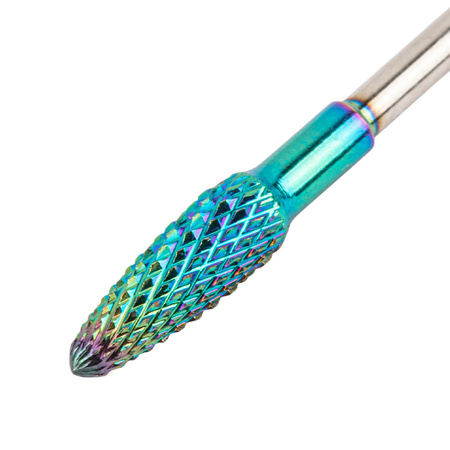 Fresa profesional de cobalto-tungsteno con acabado iridiscente, modelo Middle Flame F 3/32" n.º 7
