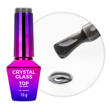 Colorful top coat without washing Crystal Glass MollyNails Black HEMA/Di-HEMA Free 10g