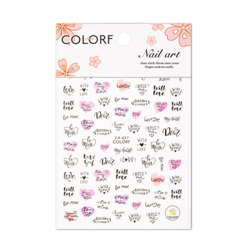Adhesivos para uñas con corazones y frases de San Valentín CA-621