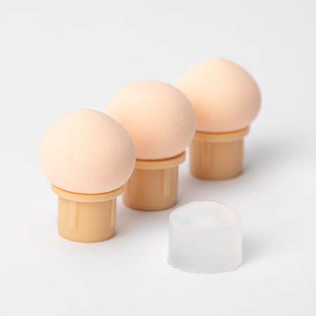 Double-sided sponge brush for ombre and nail art stamp with pink rhinestones