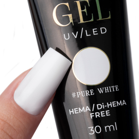 Gel acrílico Polygel para la aplicación de extensiones AcrylGel MollyNails sin HEMA/Di-HEMA, Pure White, 30 ml
