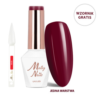 LED/UV-Hybridlack „Gel Polish The Trend Edit“ Nr. 302 „Cherry Bomb“ von MollyNails, HEMA/Di-HEMA-frei, 8 g + Farbmusterkarte „Reds“ GRATIS