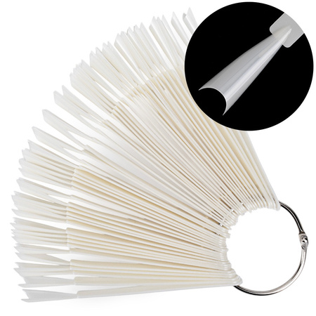 Échantillonneur inversé à pointe effilée sur roue pour gels, vernis hybrides et poudres, couleur lait, 50 pièces