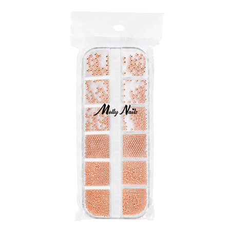Коробка з прикрасами MollyNails у стилі «бульйон», рожеве золото (rose gold), 1000 штук
