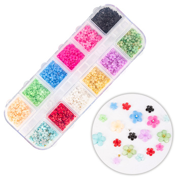 Boîte de décorations : fleurs en acrylique MollyNails, assortiment de couleurs n° 1, environ 300 pièces