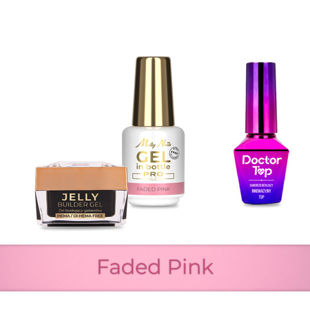 MollyNails PRO MATCH SYSTEM 2+1 Faded Pink 2 gel modellanti + Doctor Top 10 g