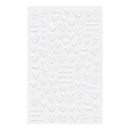 Autocollants pour ongles blancs de la Saint-Valentin F926