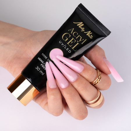 Akrylożel Polygel żel budujący do przedłużania AcrylGel MollyNails HEMA/Di-HEMA Free Pink Lemonade 30 ml