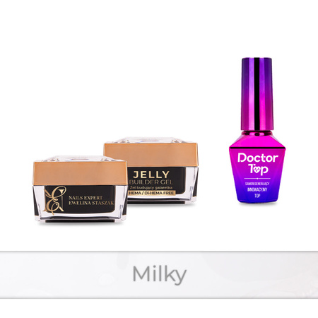 MollyNails PRO MATCH SYSTEM 2+1 Milky 2 Aufbau-Gele + Doctor Top 10 g
