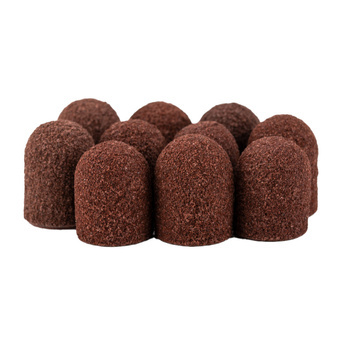 Capuchones abrasivos para pedicura con interior de algodón, 10 mm, grano 160, marrones, AlleMed, 10 unidades