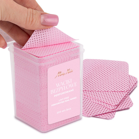 Staubfreie, perforierte Wattepads für die Nagelpflege von MollyNails, rosa, 5 x 5 cm, 200 Stück