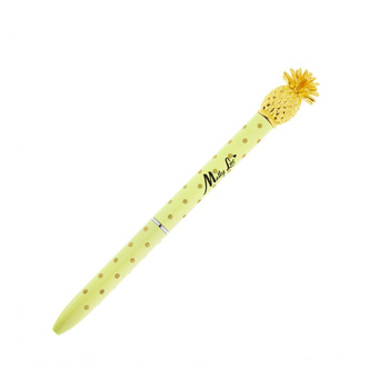 Eleganter MollyLac-Kugelschreiber in Gelbgold mit einer dekorativen Ananas-Spitze