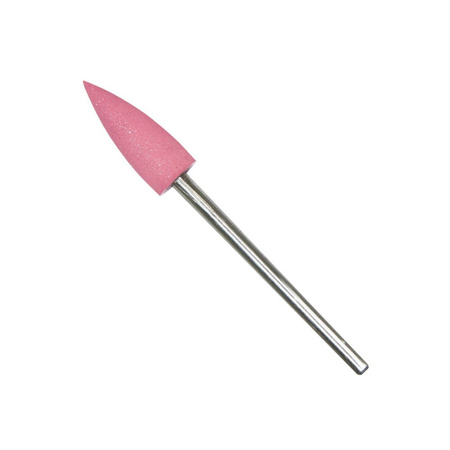 Fresa de goma rosa con diseño de llamas y vástago plateado G0616K