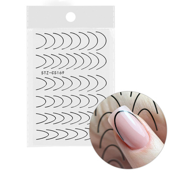 Self-adhesive nail stickers/ French/ French smile line 48 pcs black STZ-CS169