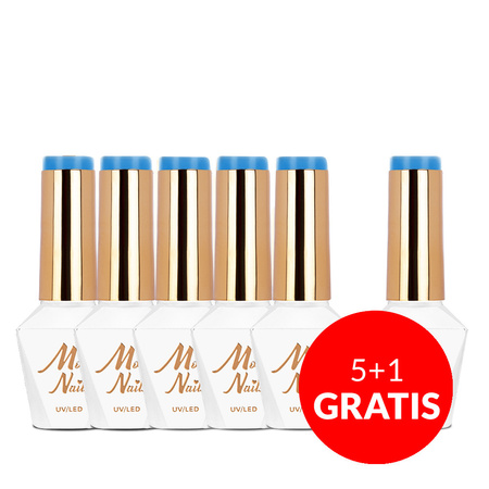 5+1 безкоштовно Гібридний лак MollyNails Cocktails & Drinks Blue Lagoon без HEMA/Di-HEMA 8 г № 13
