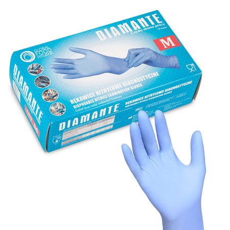 Gants jetables en nitrile Diamante, à usage diagnostique et de protection, taille M, bleu-violet, 100 pièces