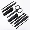 Set de 9 accesorios de belleza para manicura, pedicura y depilación de cejas en estuche de corcho - CC044
