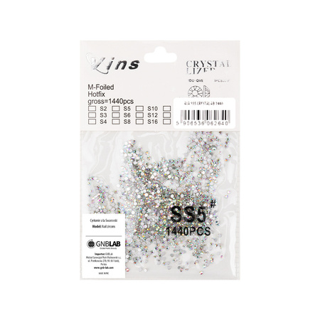 Strass pour ongles en verre SS5 Crystal AB, environ 1440 pièces par paquet