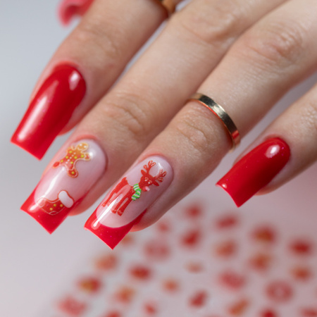 Adhesivos 3D para uñas, autoadhesivos, con motivos navideños, 5D-0037