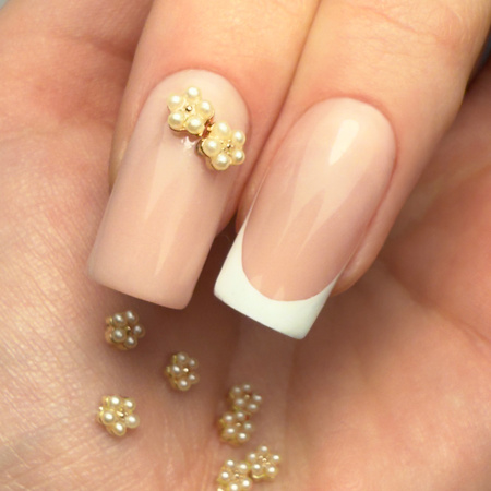 Decorazioni per unghie con fiorellini in perla 3D MollyNails n. 1, 10 pezzi