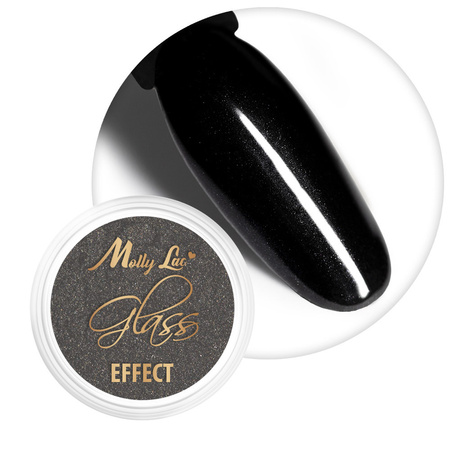 Polvere per decorazioni sulle unghie con effetto specchio MollyLac Glass Effect Black n. 12