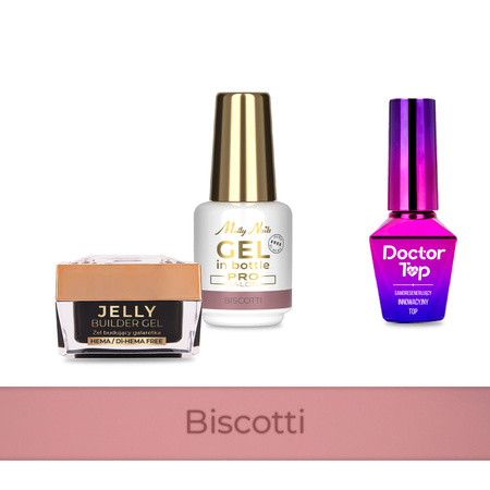MollyNails PRO MATCH SYSTEM 2+1 Biscotti: 2 geles de base + Doctor Top 10 g
