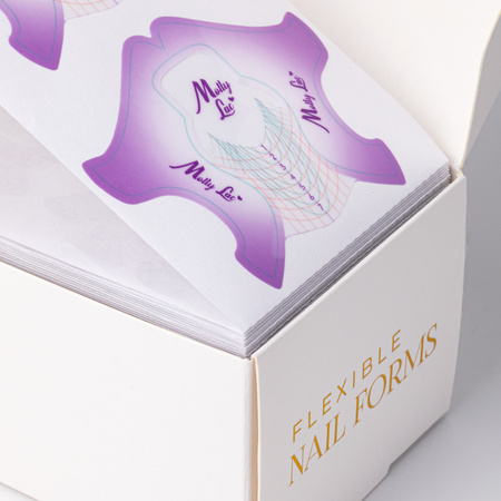 Plantillas de plástico para la extensión de uñas con gel y acrilogel MollyLac Flexible, color violeta, 500 unidades